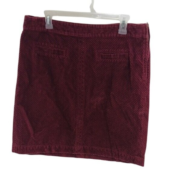 Talbots Skirt Womens Size 14 Petite Burgundy Corduroy Straight Classic - Picture 1 of 6